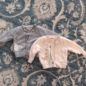 Charming 2 Kids' Gray and Cream Animal Sweater Cardigan Set